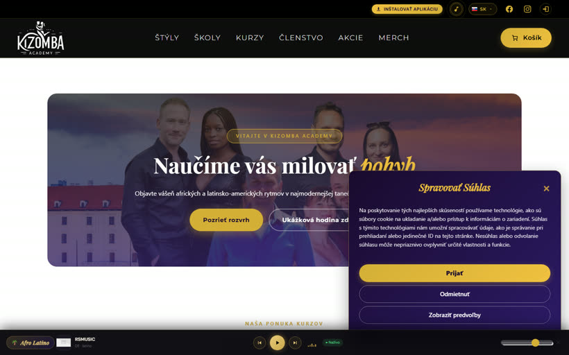 Náhľad webu KizombaAcademy.sk — tanečná škola