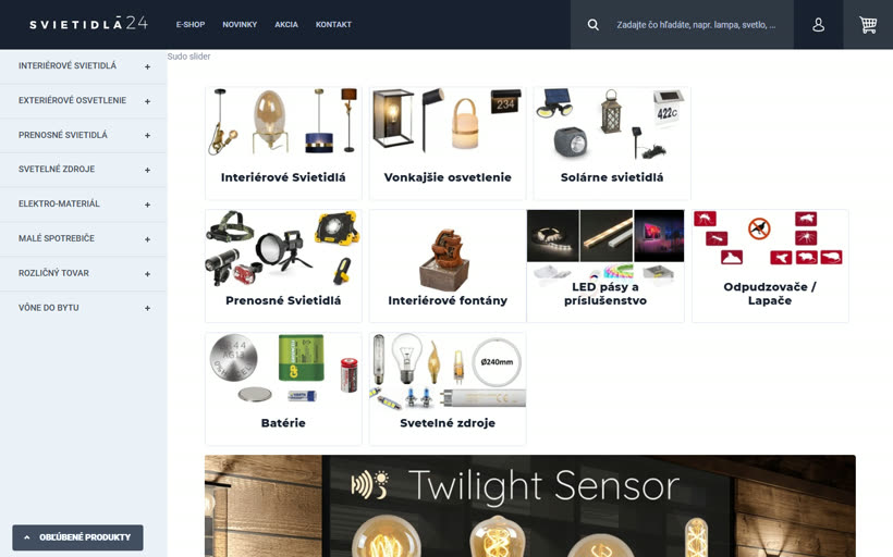 Web Svietidla24.sk — eshop svietidiel